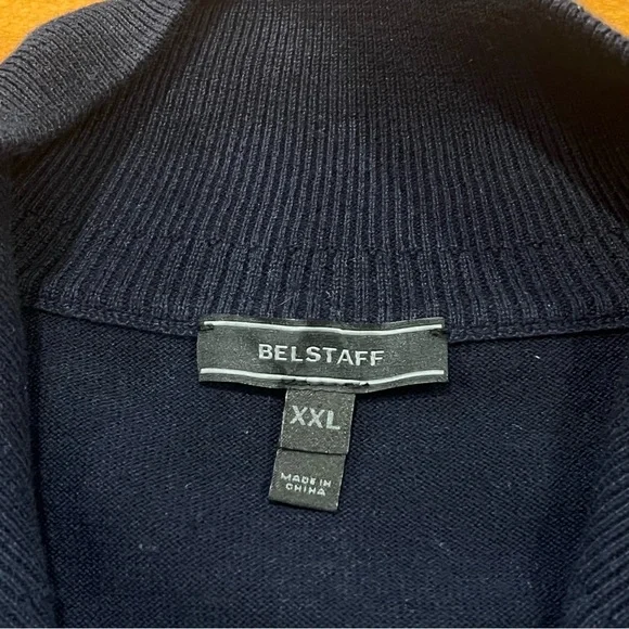 Belstaff Men’s The Tide Quarter Zip Knitwear Pullover Sweater Navy XXL Slim